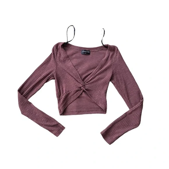 White Fox Boutique “In Motion” Long Sleeve Crop (Brown) Size XS - Picture 2 of 4